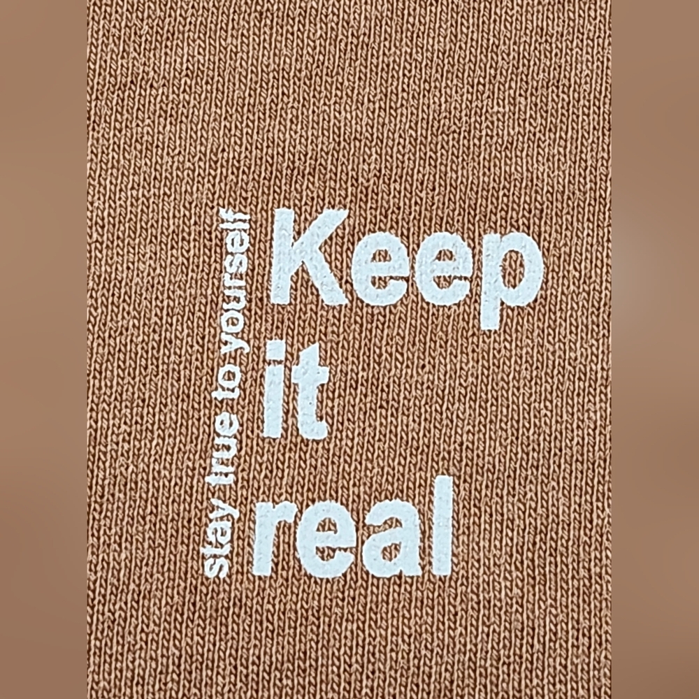 ZARA Women's Crewneck Pullover Sweatshirt "Keep It Real" Peachy Tan Size 11-12